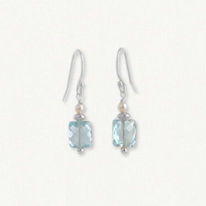 Azure Drop Earrings | Blue Topaz & Pearl Bridal Earrings
