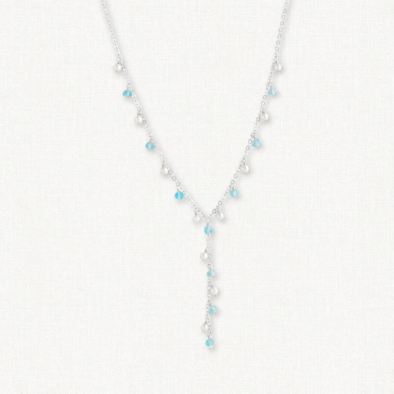 Enchantment Lariat Necklace | Blue Topaz & Pearl Bridal Statement Necklace