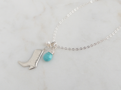 Celeste Cowboy Boot Turquoise Necklace