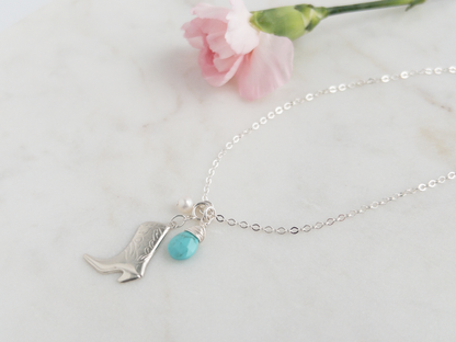 Celeste Cowboy Boot Turquoise Necklace