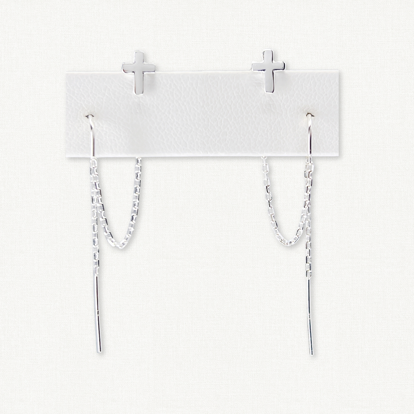 Sterling Silver Cross Double Piercing Earrings