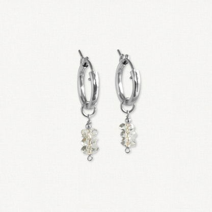 Herkimer Diamond Huggie Hoop Earrings