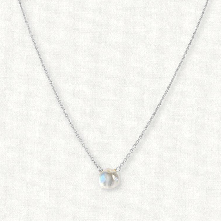 Tiny Rainbow Moonstone Necklace