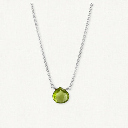 sterling silver peridot jewelry, dainty peridot necklace