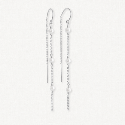 Gigi Long Pearl Earrings | Tiny Pearl Threaders