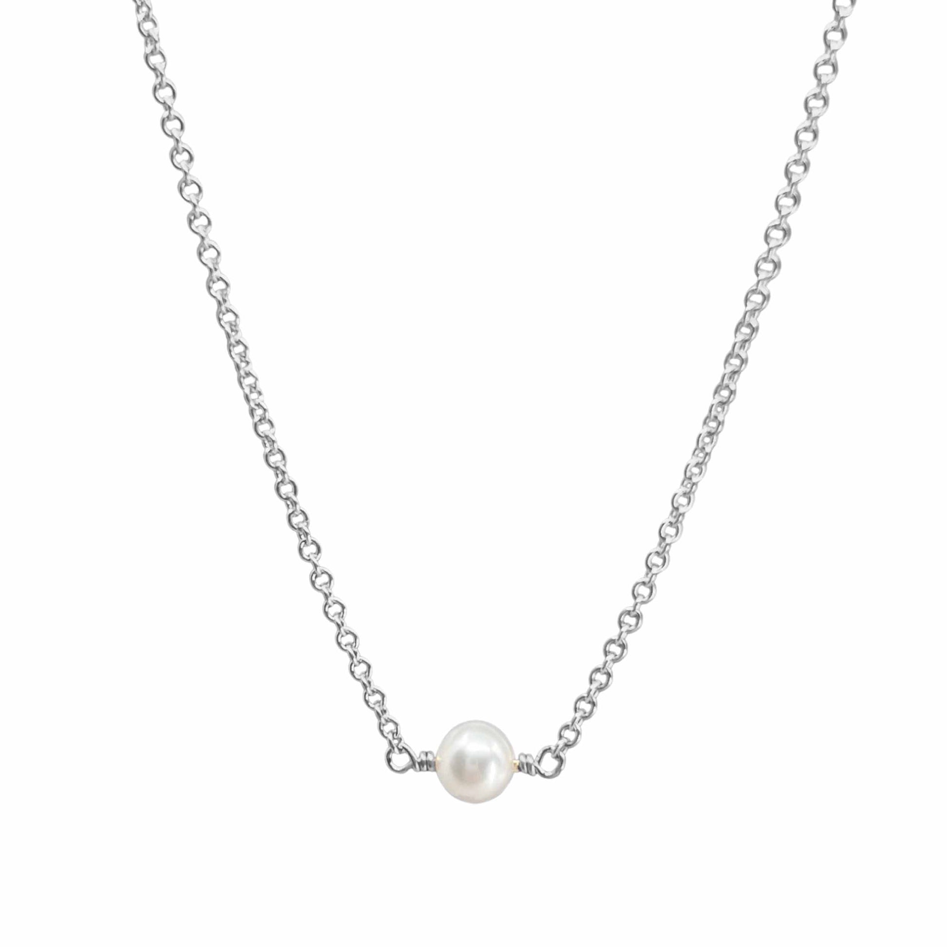 sterling silver chain with a single pearl