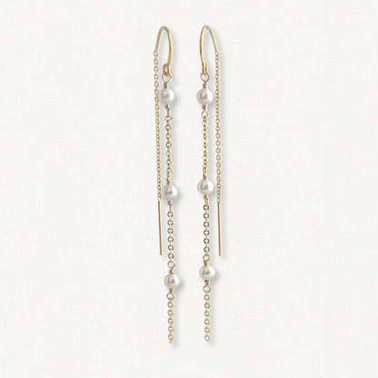 Gigi Long Pearl Earrings | Tiny Pearl Threaders