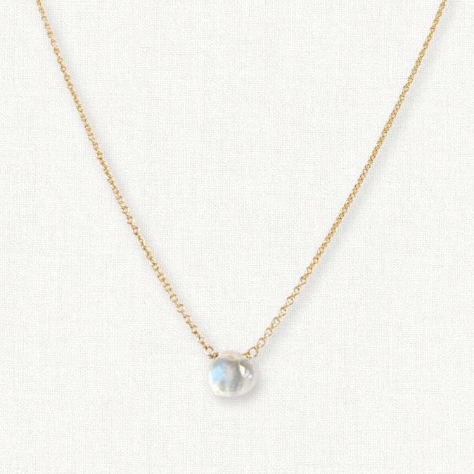 Tiny Rainbow Moonstone Necklace