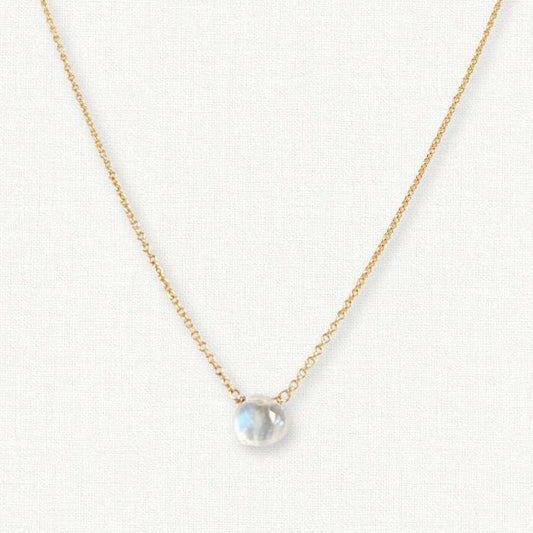 Tiny Rainbow Moonstone Necklace