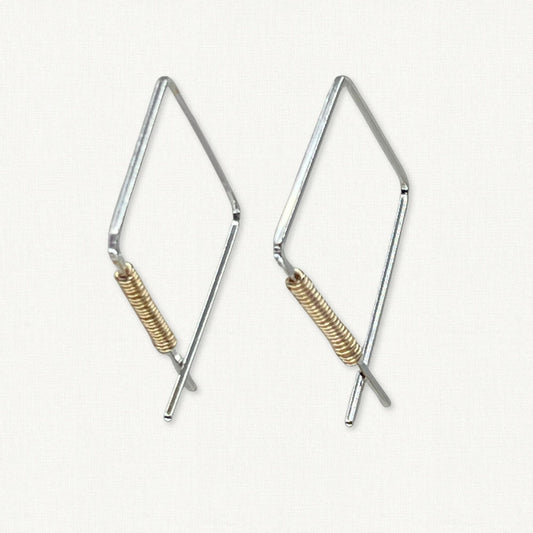 Mixed Metal Square Hoop Earrings