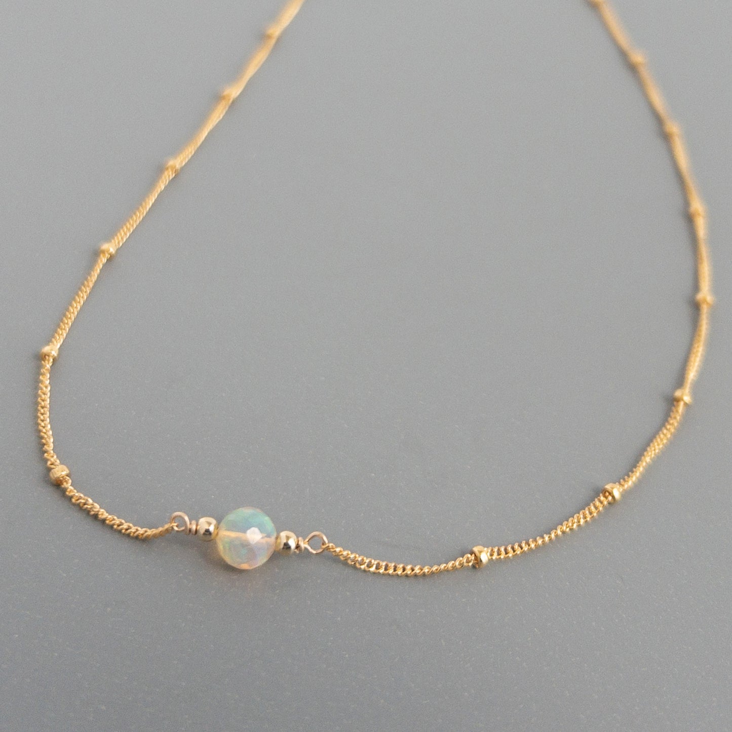 Opal Orbit Necklace — October Birthstone