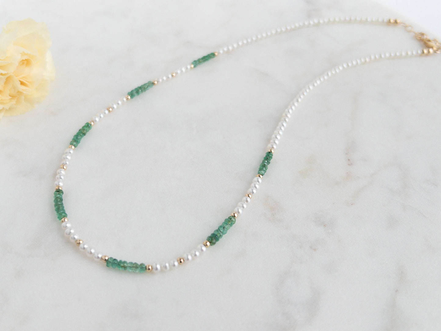Freshwater Pearl and Emerald Choker Necklace