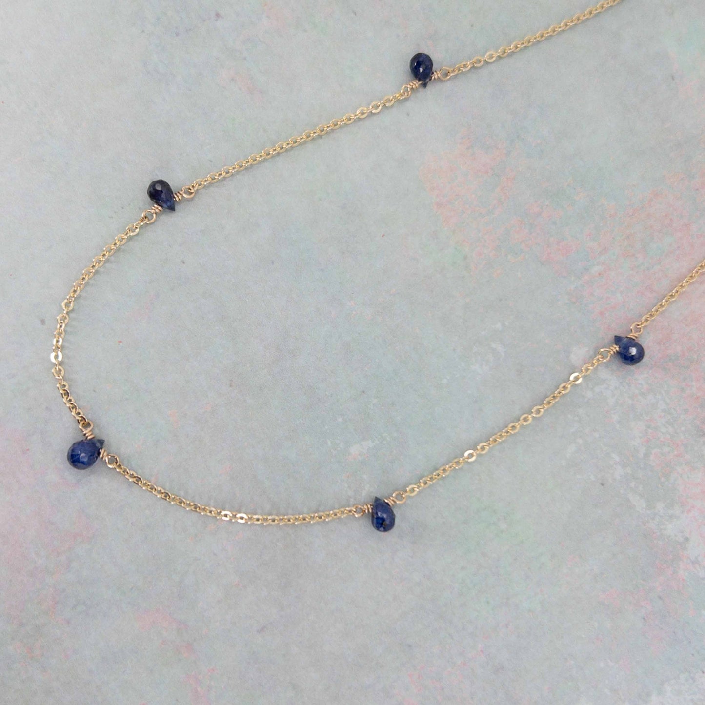 Blue Sapphire Station Necklace