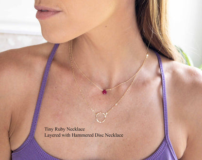 Tiny Ruby Necklace | July Birthstone