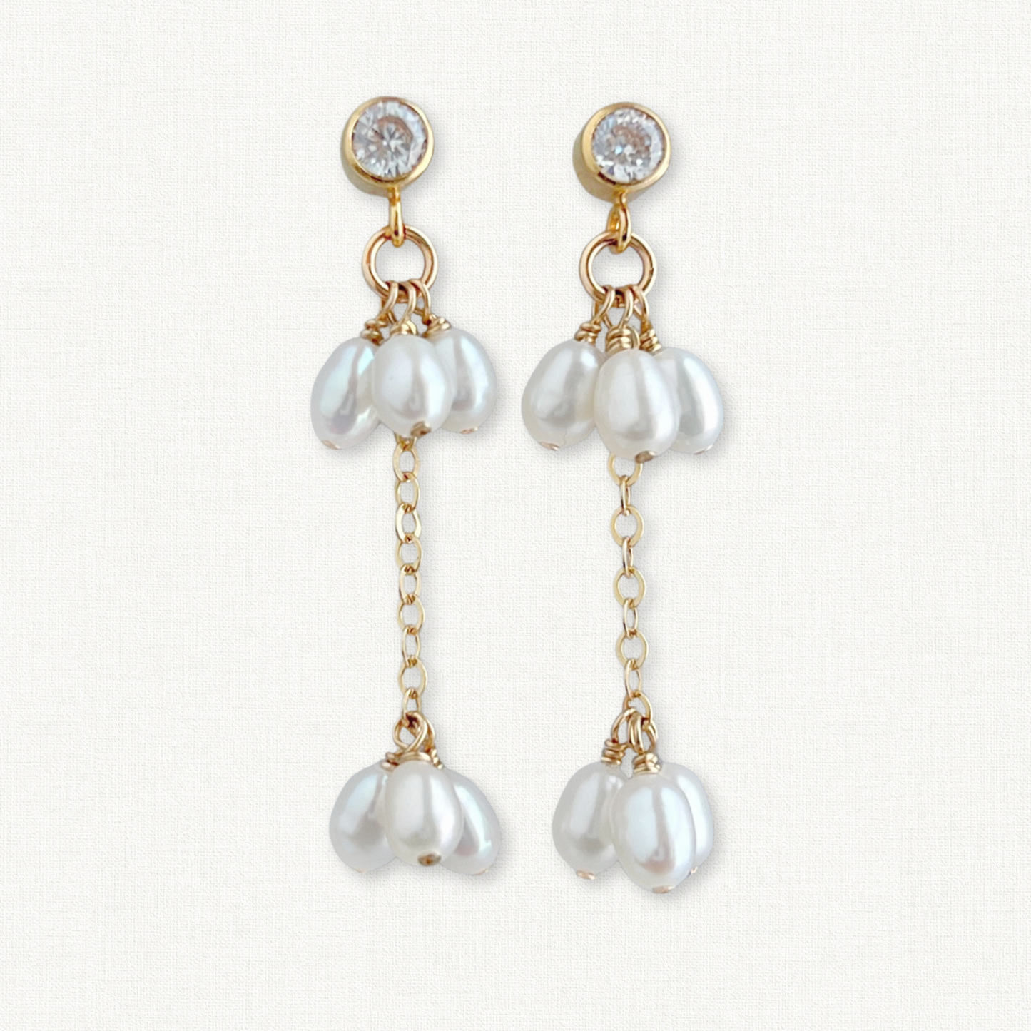 Rosa Pearl Cluster Dangle Earrings