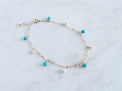 Celeste Turquoise and Pearl Bracelet