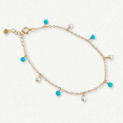 Celeste Turquoise and Pearl Bracelet