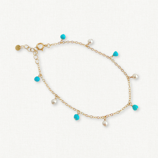 Celeste Turquoise and Pearl Bracelet