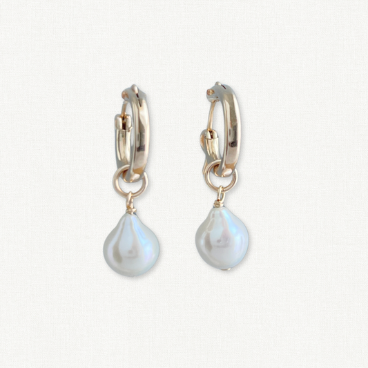 Vivara Baroque Pearl Huggie Earrings