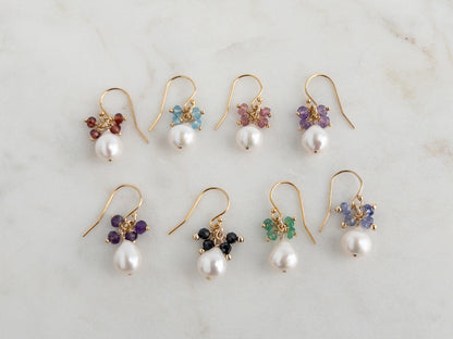 Baroque Pearl Gemstone Drop Earrings