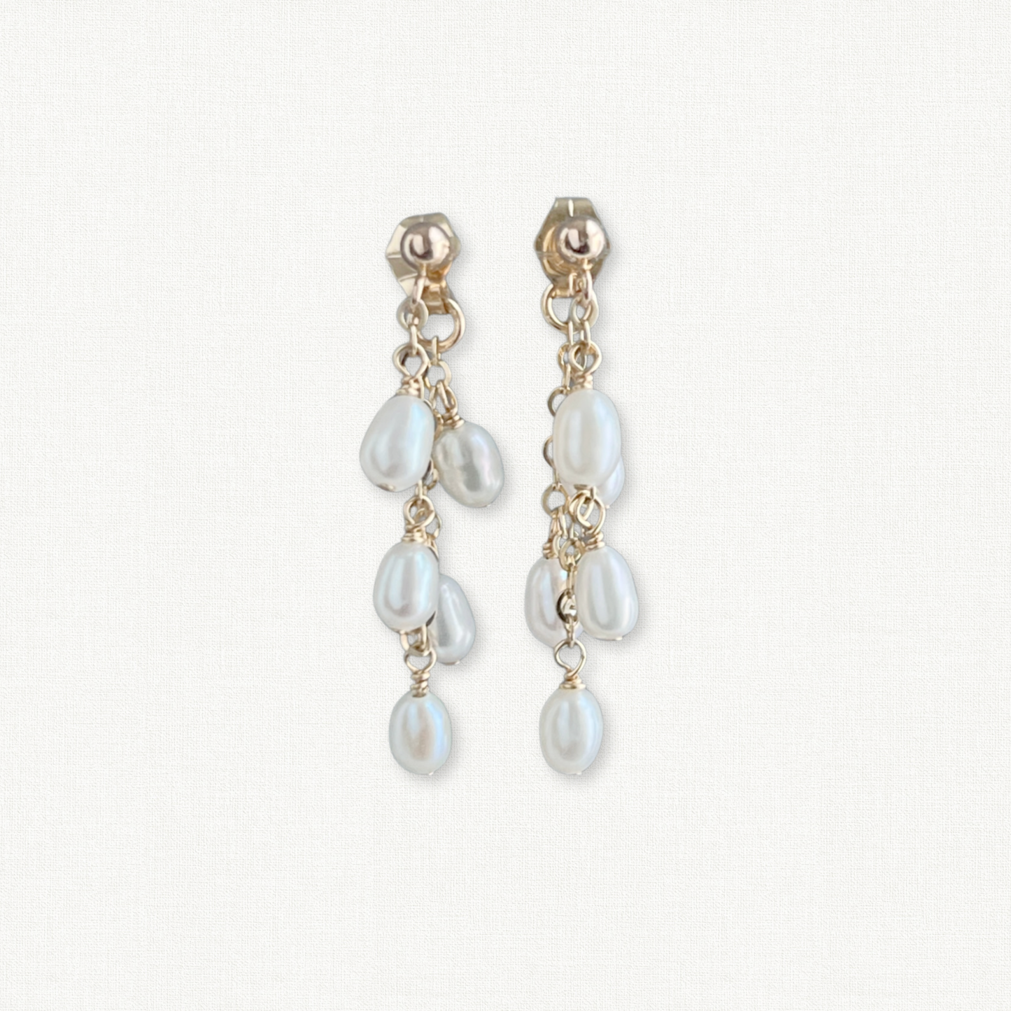 Rosa Tiny White Pearl Front Back Earrings