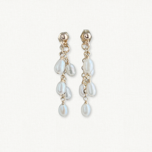 Rosa Tiny White Pearl Front Back Earrings