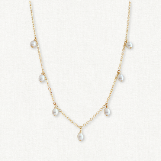 Rosa Dangle White Pearl Necklace