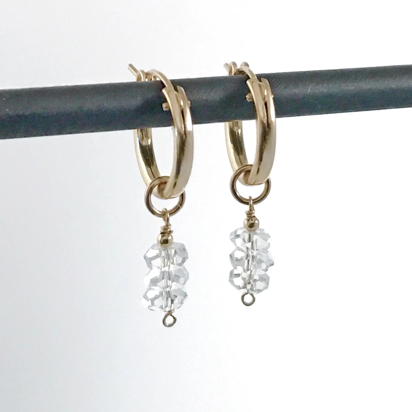 Herkimer Diamond Earrings - Huggie Hoop Earrings