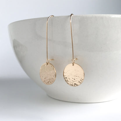 Long Dangle Disc Earrings