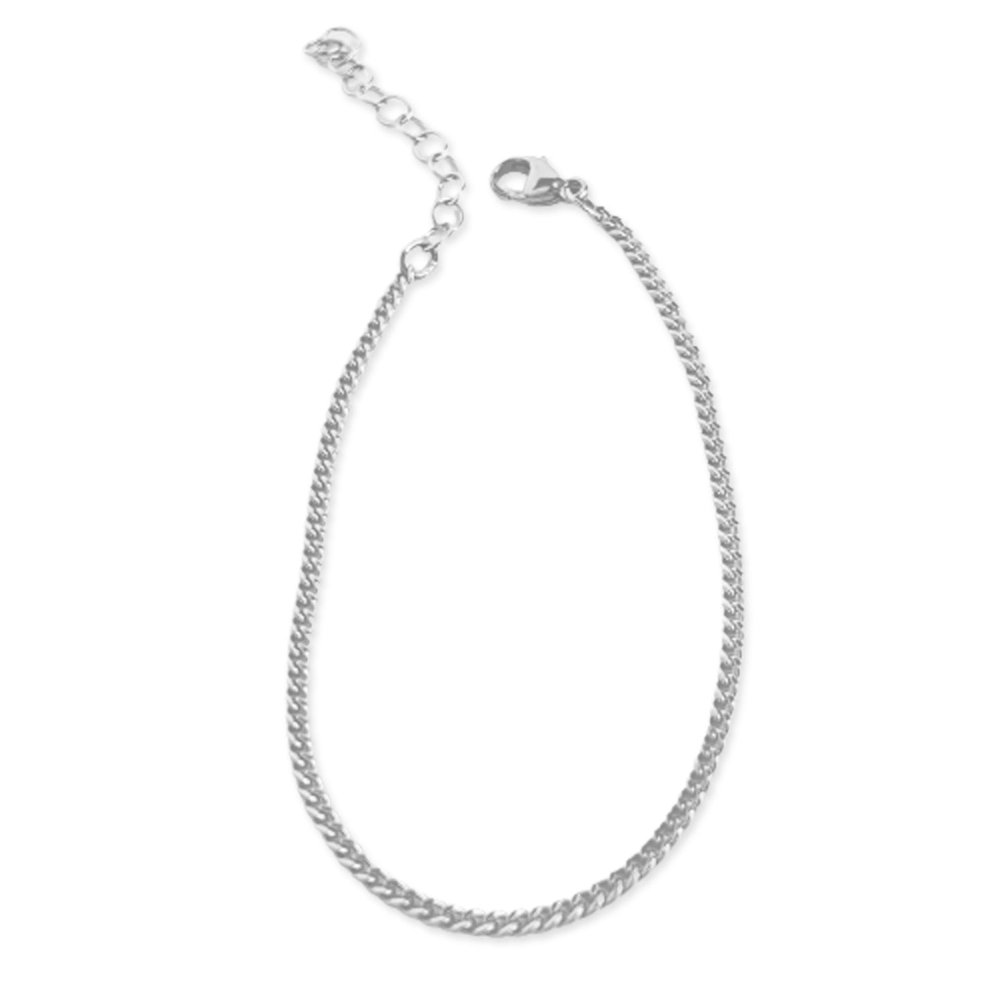 Sterling Silver Bracelets for Women - Curb Chain Bracelet - Adjustable