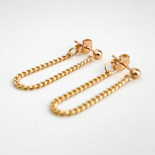gold filled chain hoop earrings