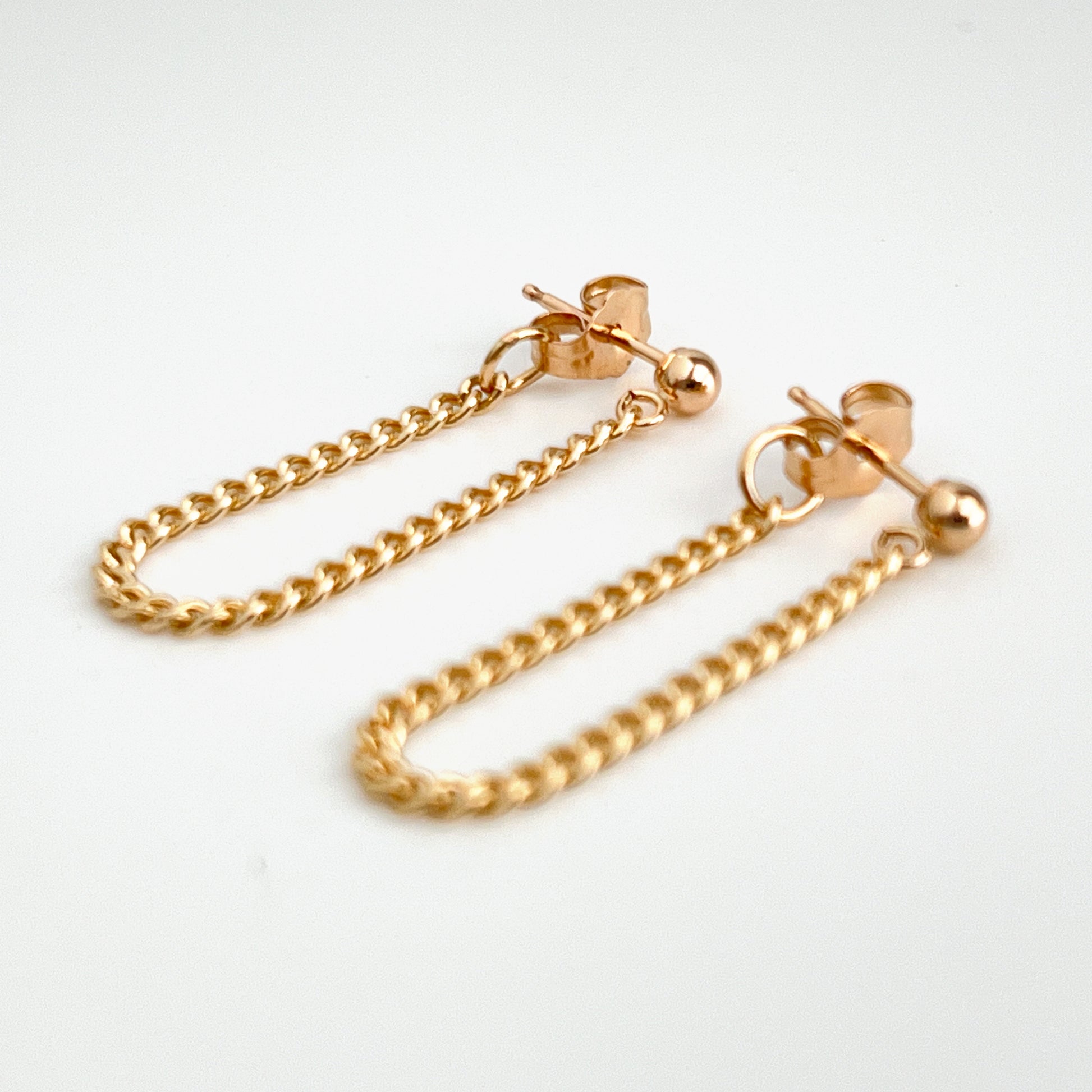 gold filled chain hoop earrings