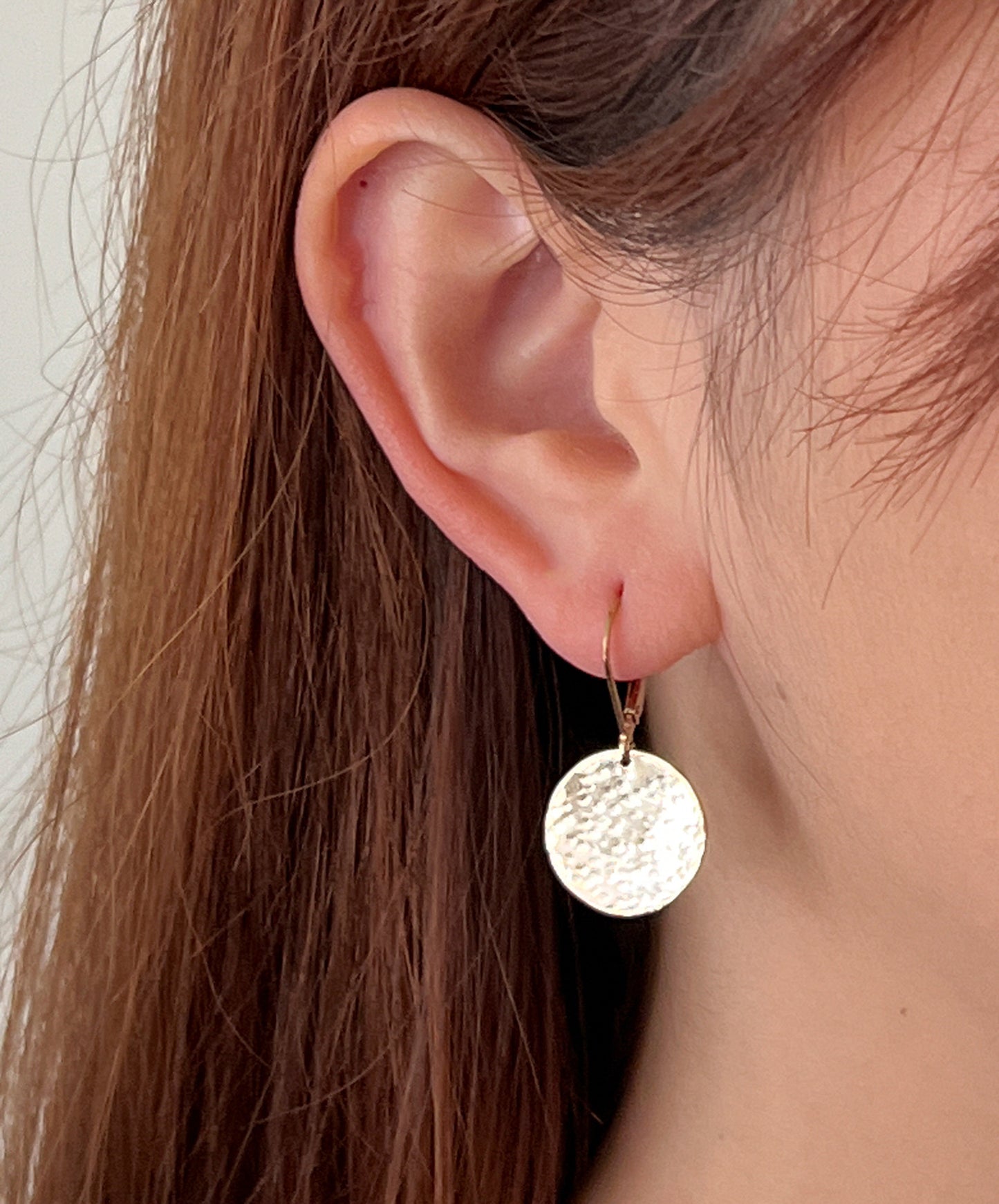 Hammered Gold Earrings - Leverback Earrings