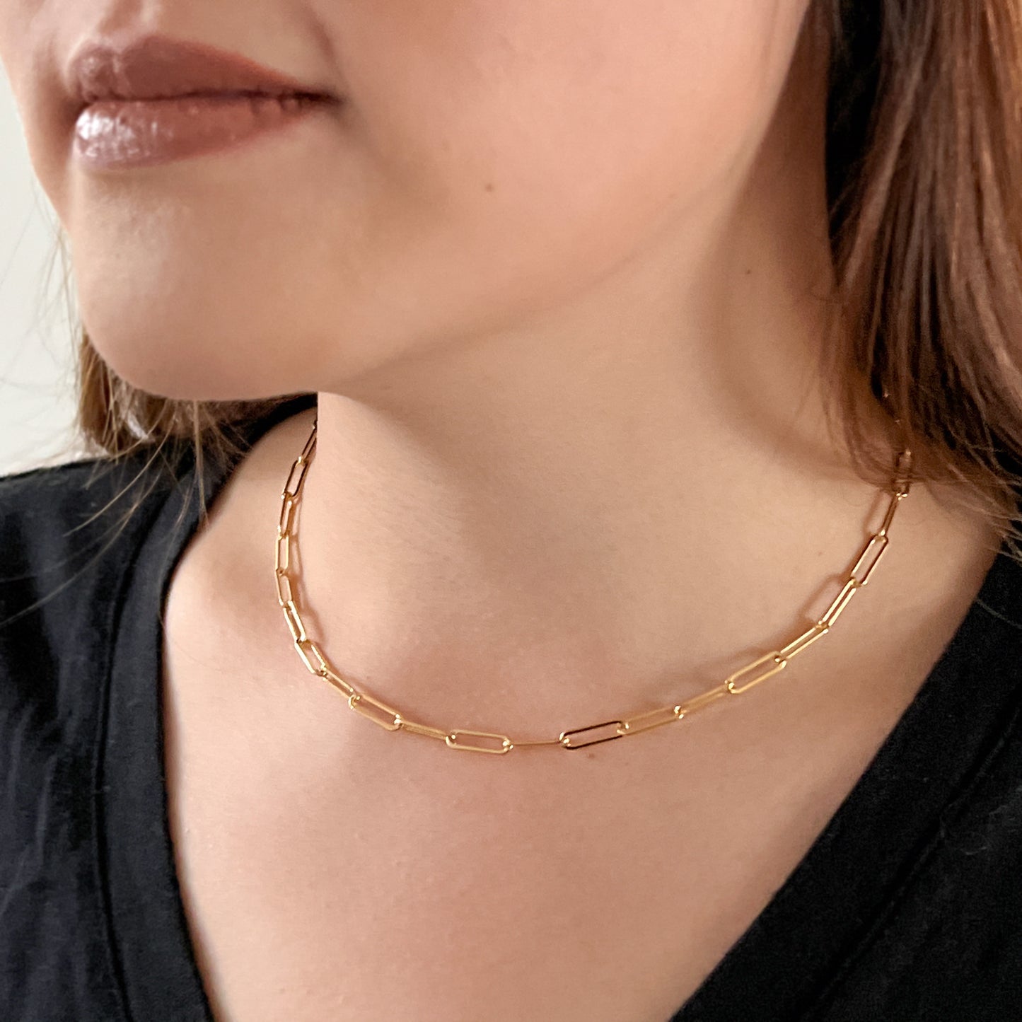 modeled large link gold necklace 16 inches