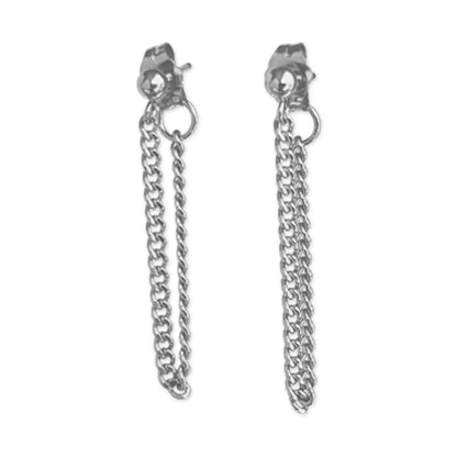 sterling silver chain link hoop earrings