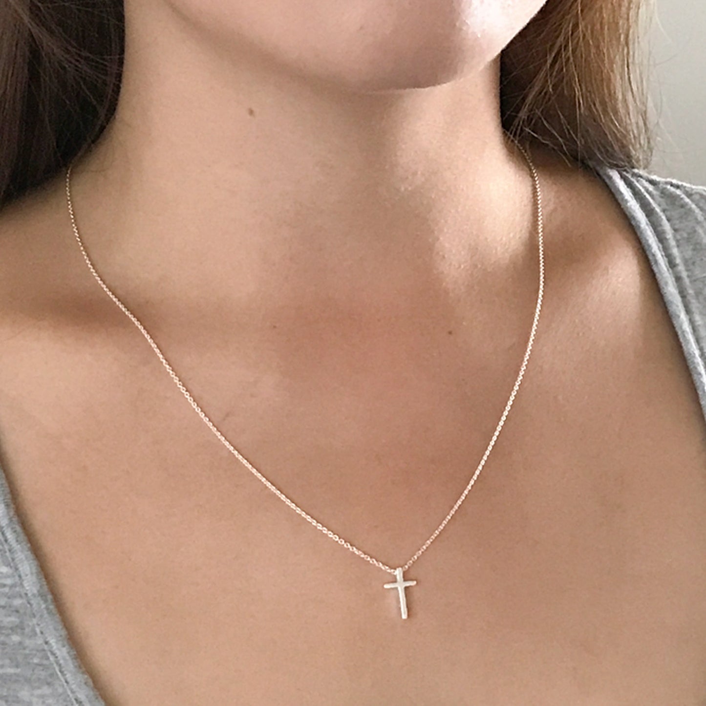 Tiny Cross Necklace - Sterling Silver