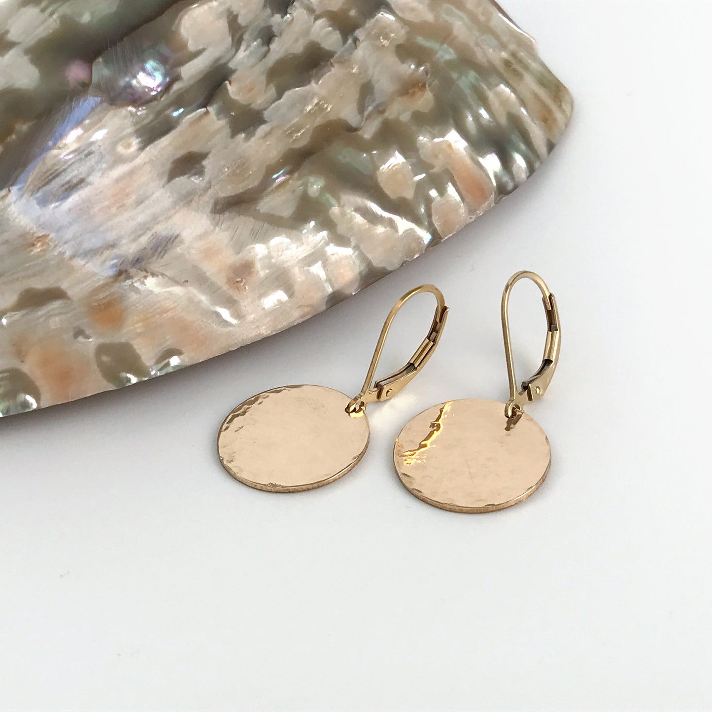 Hammered Gold Earrings - Leverback Earrings