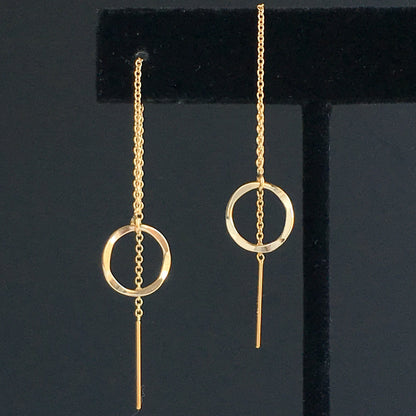 Hammered Circle Dainty Threader Earrings