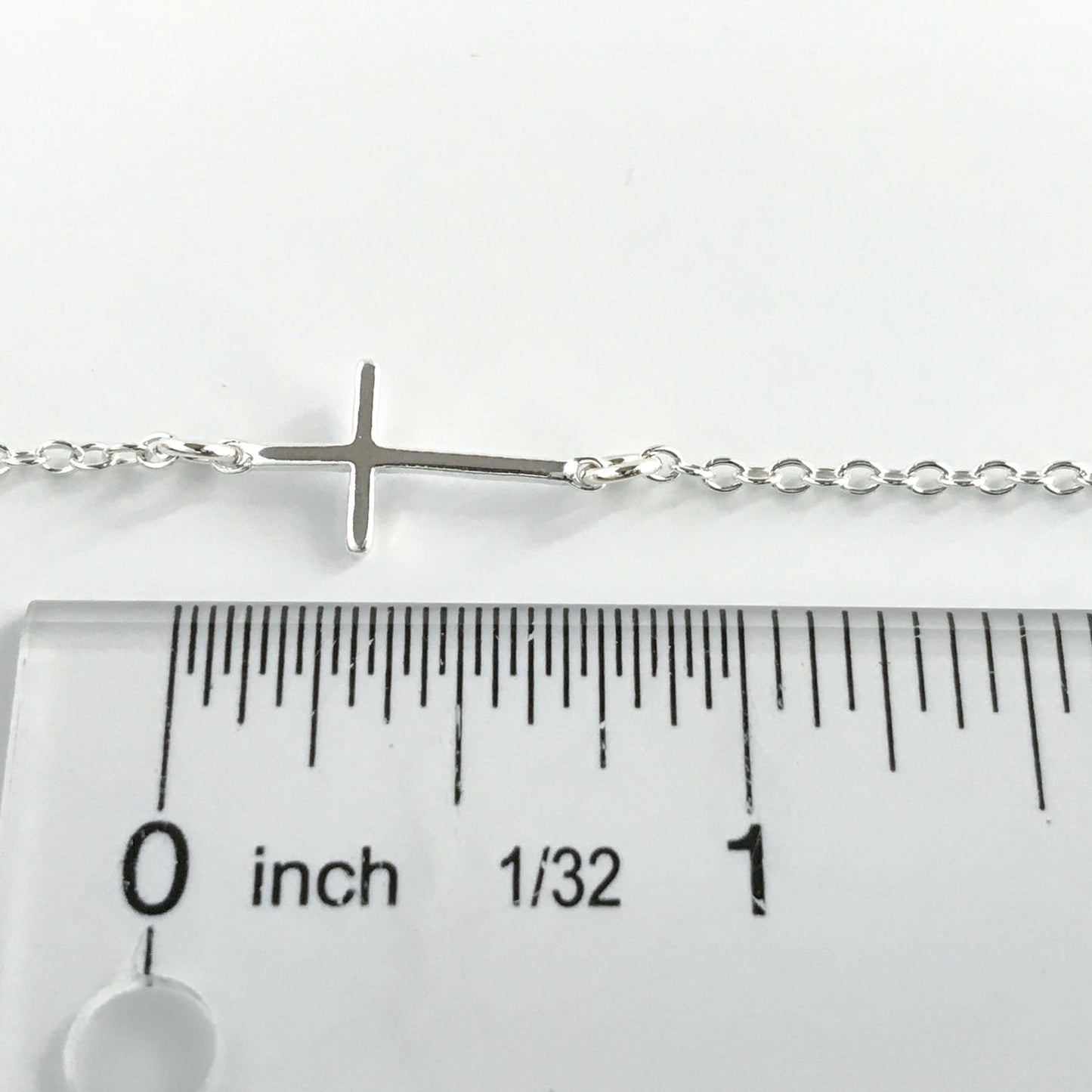 Sterling Silver Sideway Cross Necklace