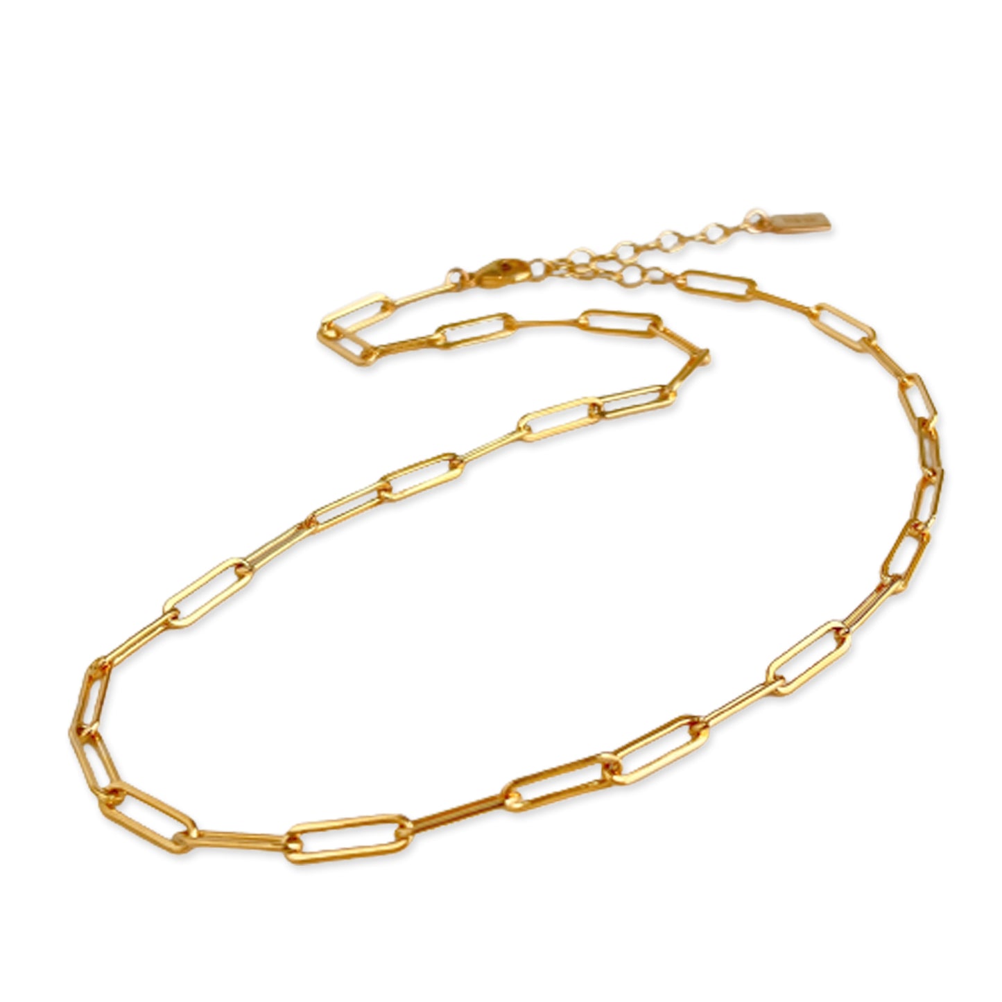 Paper Clip Chain Necklace Gold