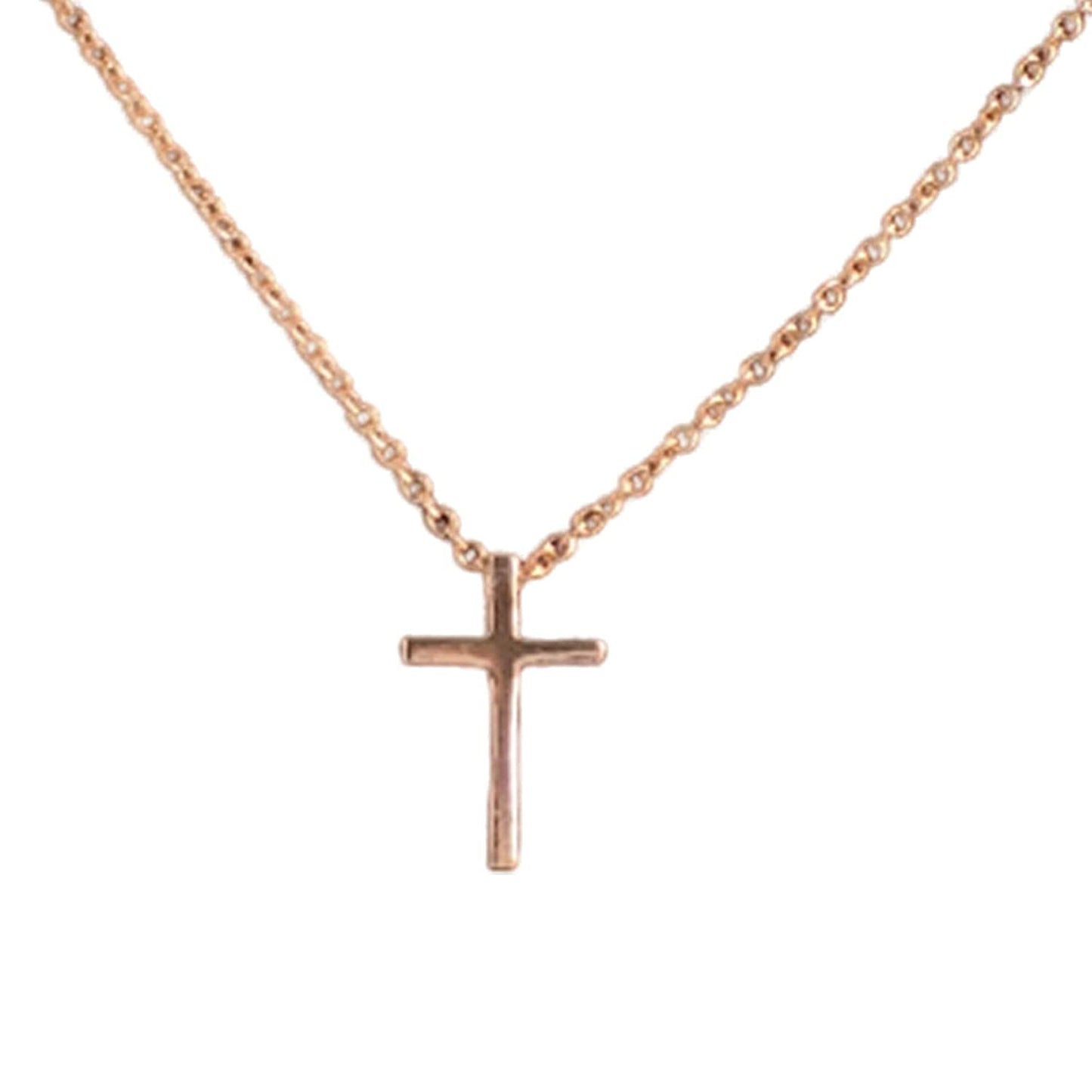 Rose Gold Tiny Cross Necklace for Women