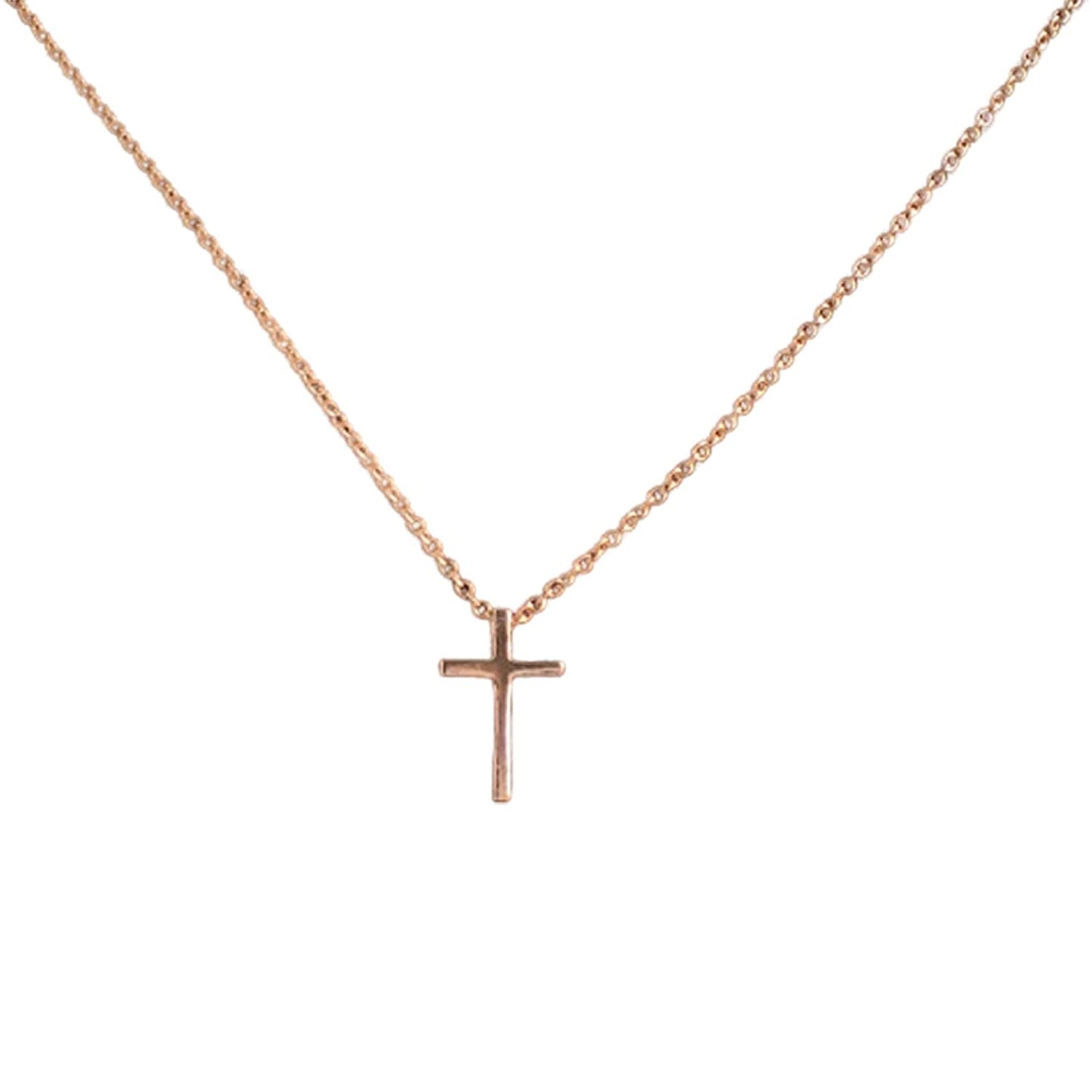 Rose Gold Tiny Cross Necklace for Women