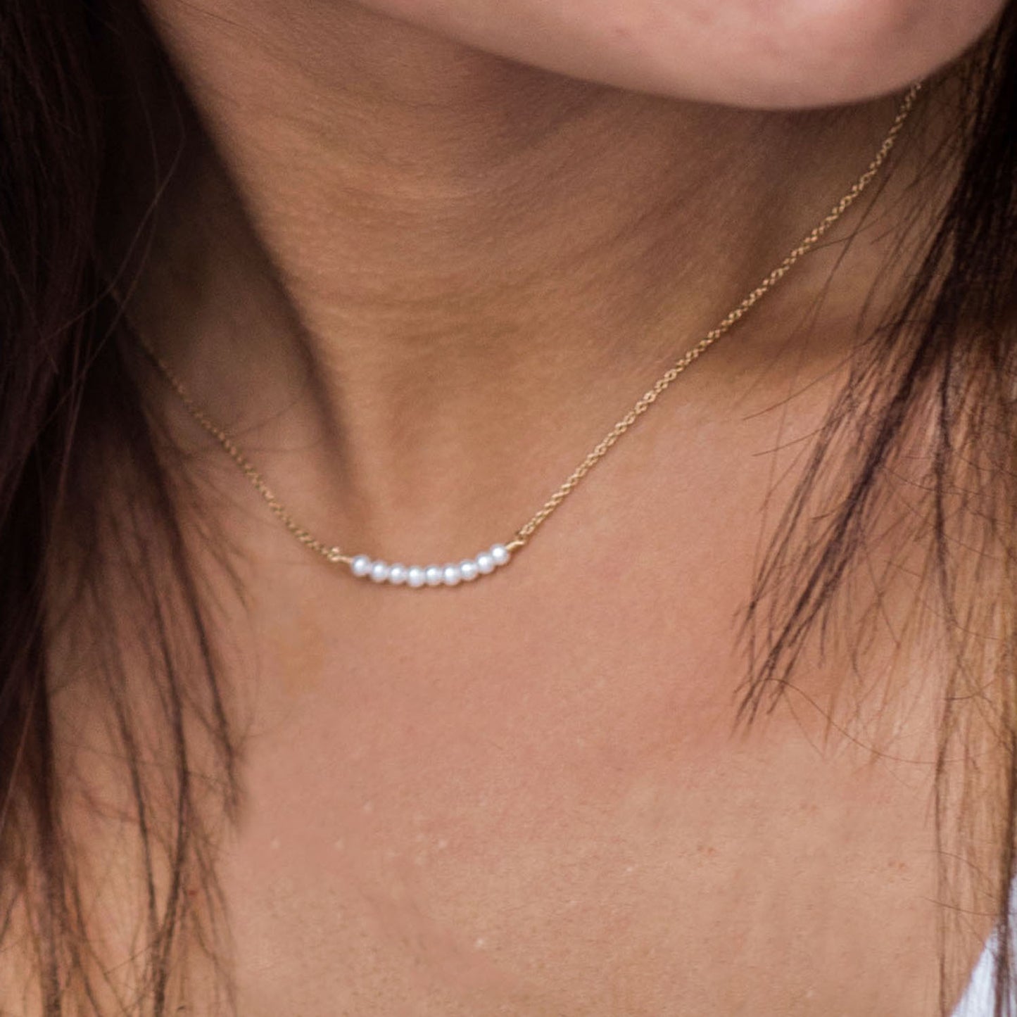 Tiny Pearl Bar Necklace