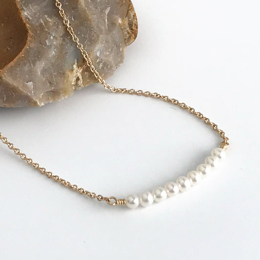 Tiny Pearl Bar Necklace