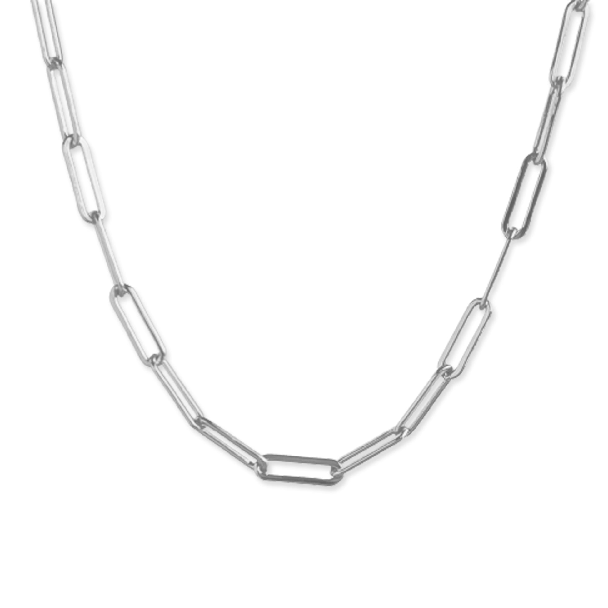 paper clip chain necklace silver