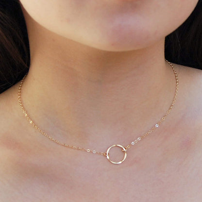 Gold Karma Circle Necklace Medium