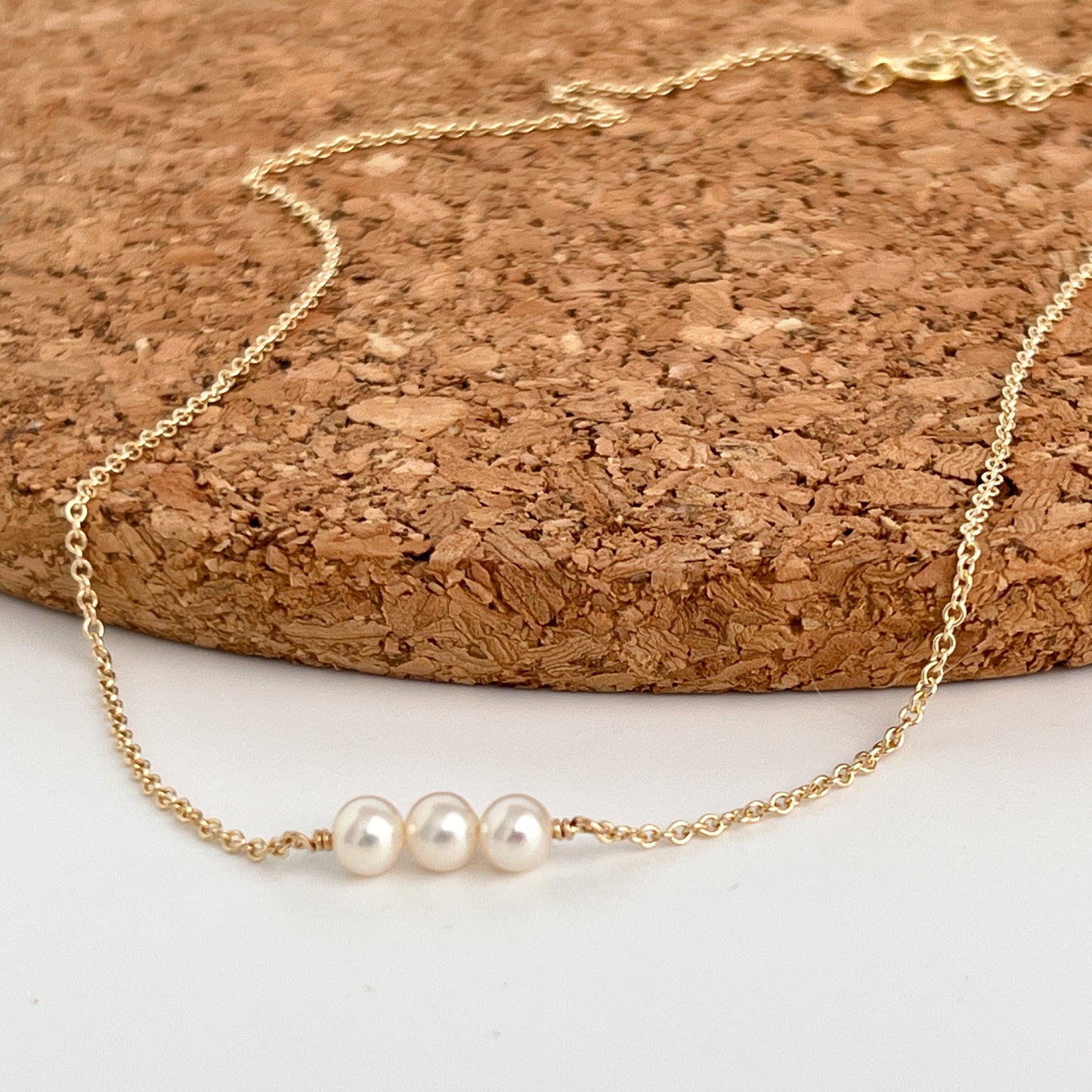 3 Pearl Necklace - Dainty Pearl Necklace