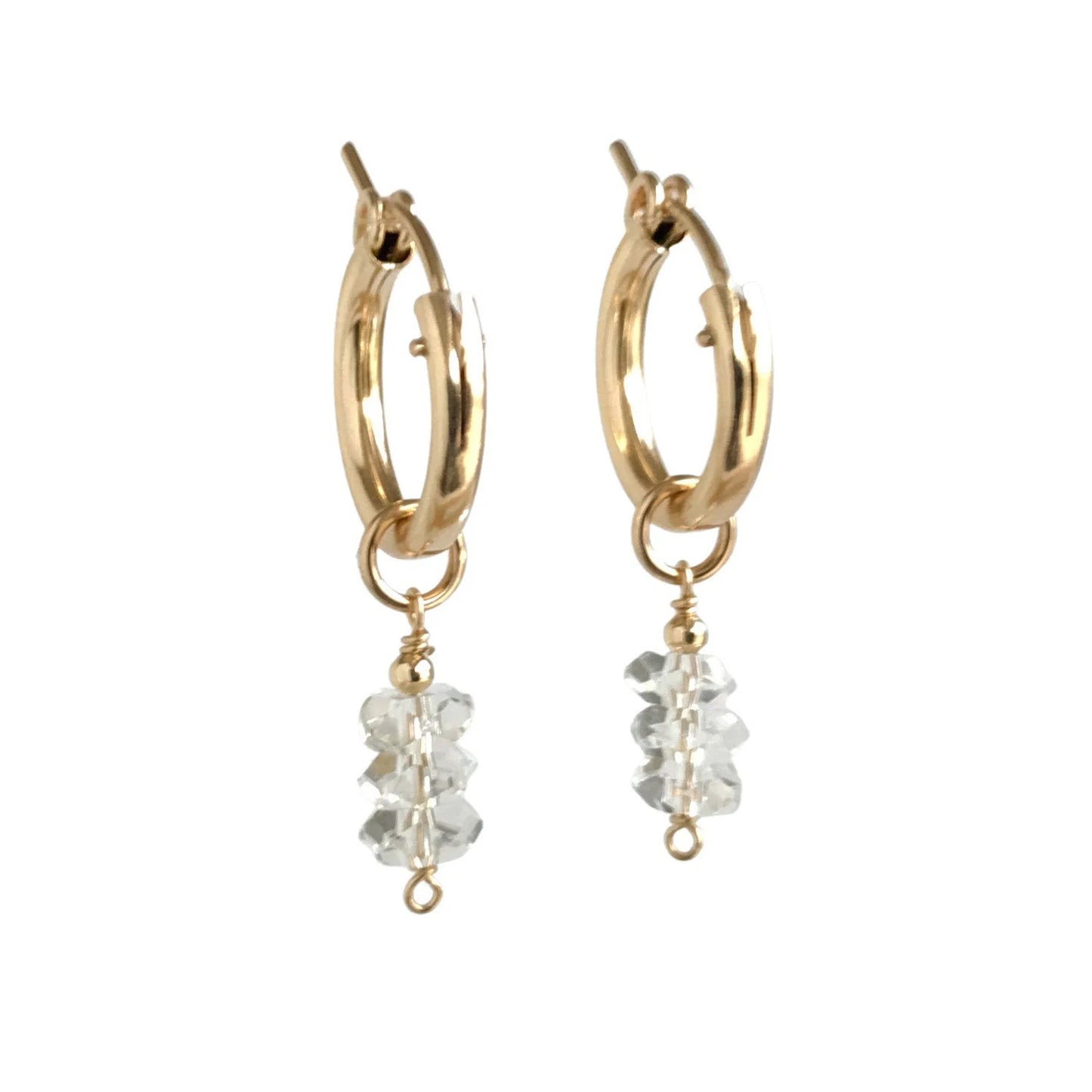Herkimer Diamond Earrings - Huggie Hoop Earrings