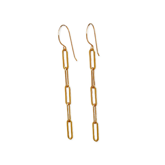 Gold Paperclip Chain Link Earrings