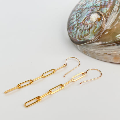Gold Paperclip Chain Link Earrings